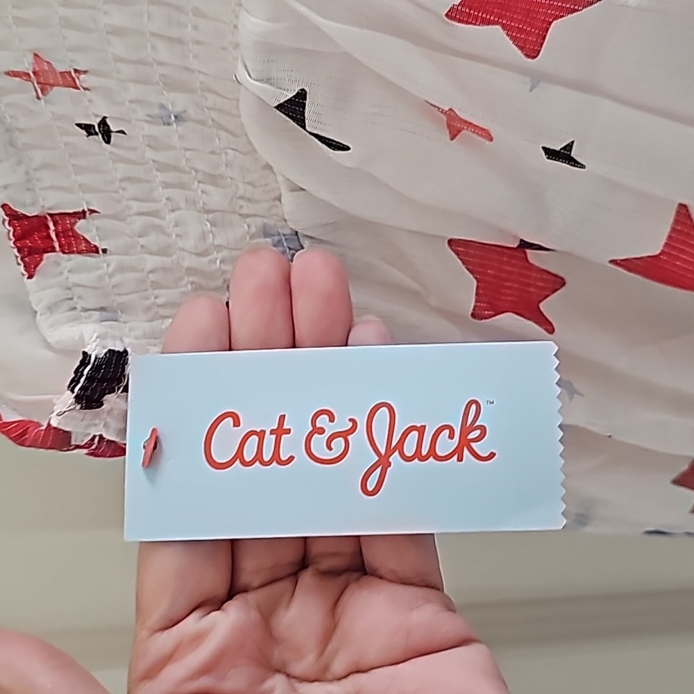 Cat & Jack white summer dress with red and blue multi star summer dress - Picture 6 of 14